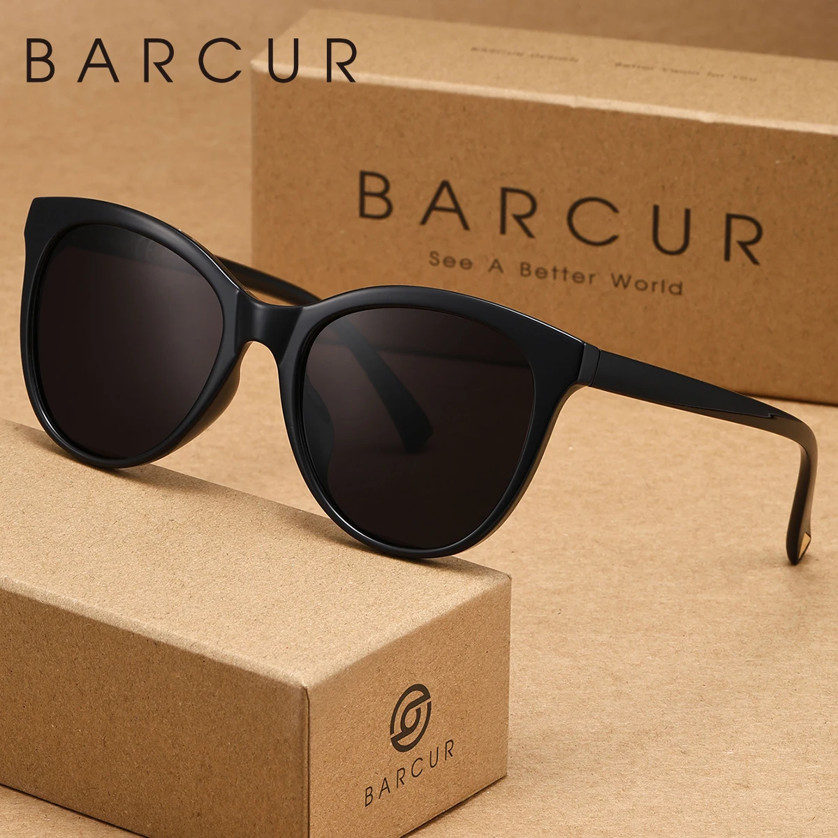 

BARCUR Women Cat Eye Frame Sunglasses PC Material Polarized Lens Casual Style Vacation Beach Sunscreen Sunglasses Men Glasses