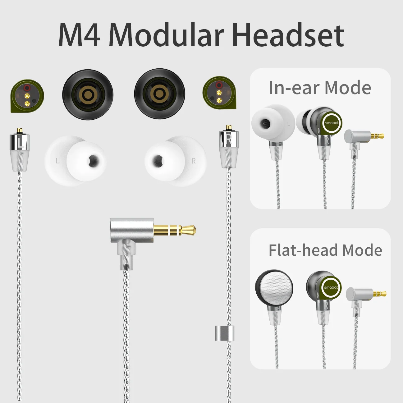 

2023 New modular earbuds smabat-M4 wired HiFi headphones flat / in-ear dual module curly labyrinth acoustic bass tuning