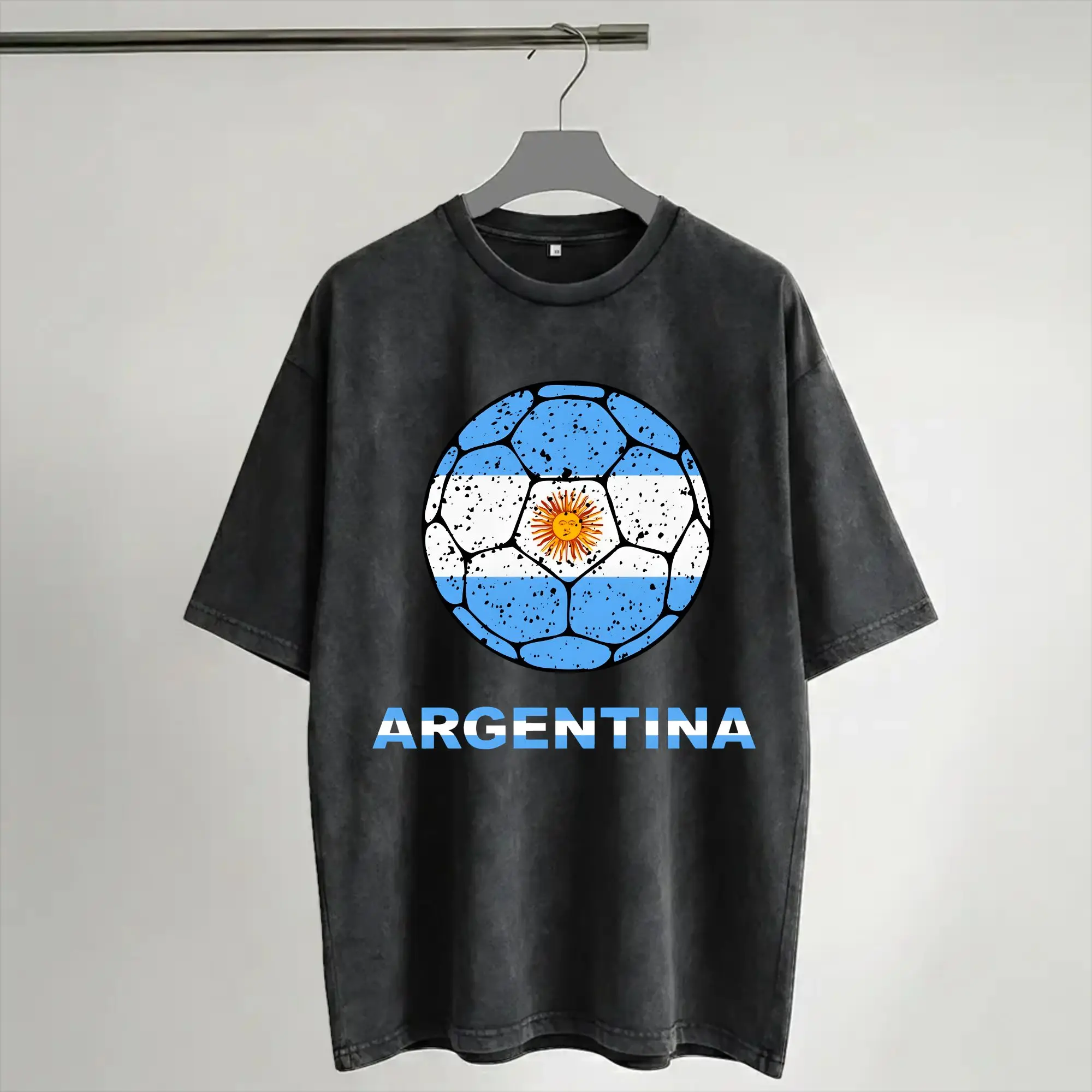 Camisetas Lavadas Estilo Harajuku, Mercancía de Fútbol de Las Malvinas Argentina, Camisetas Vintage, Ropa Urbana Harajuku