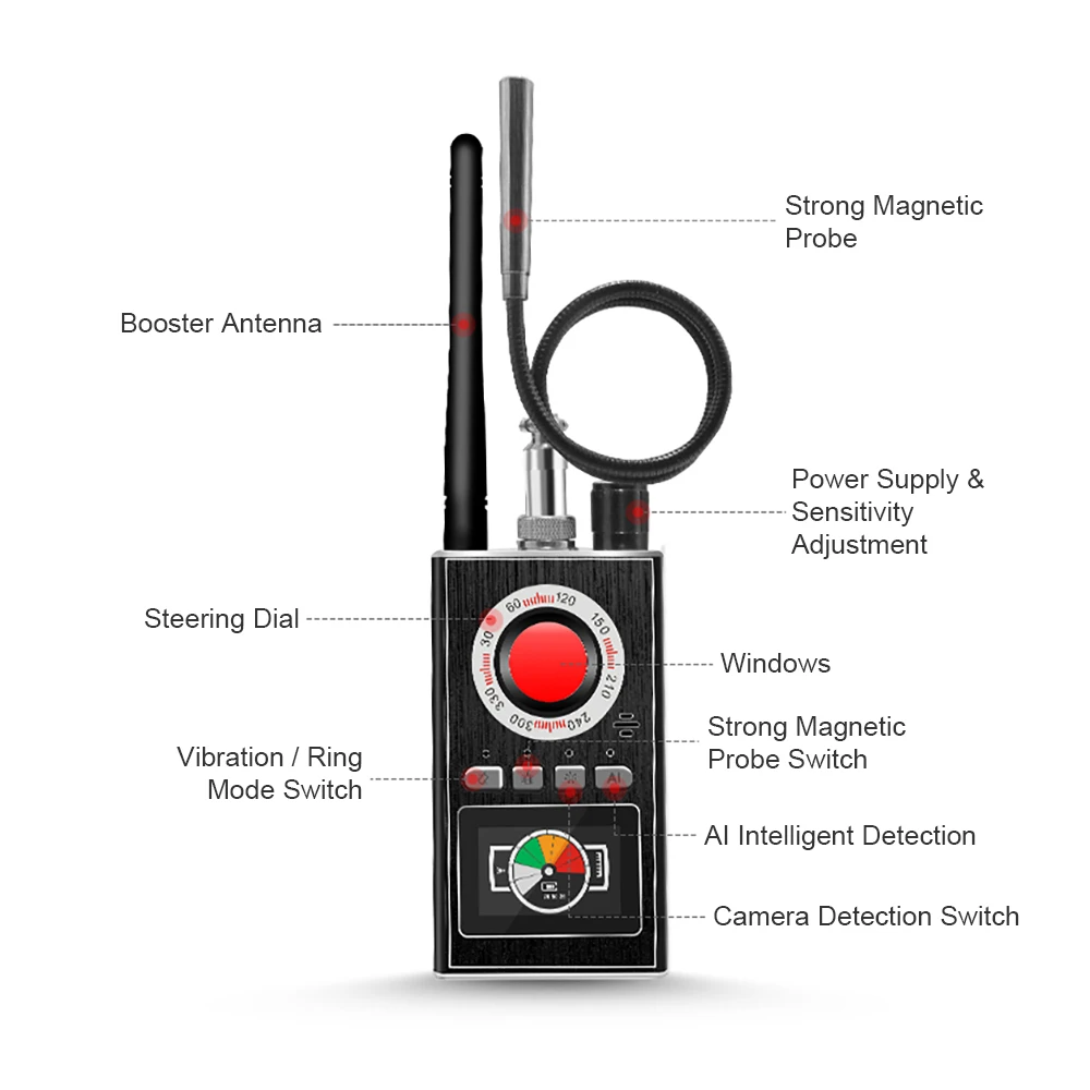 Wireless RF Signal Detector Bug GSM GPS Tracker Mini Camera Finder Camera scansione a infrarossi AI Standby rilevamento automatico K88
