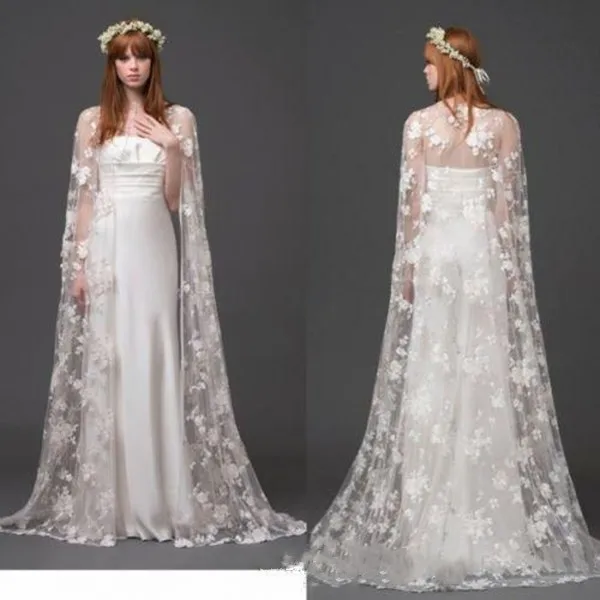 

Lace oulder Wrap Bridal Gown Photoaphy Theme Clothing White Me Outerwear Sweet Sle round Ne Mid-Length Coat-pe Dr