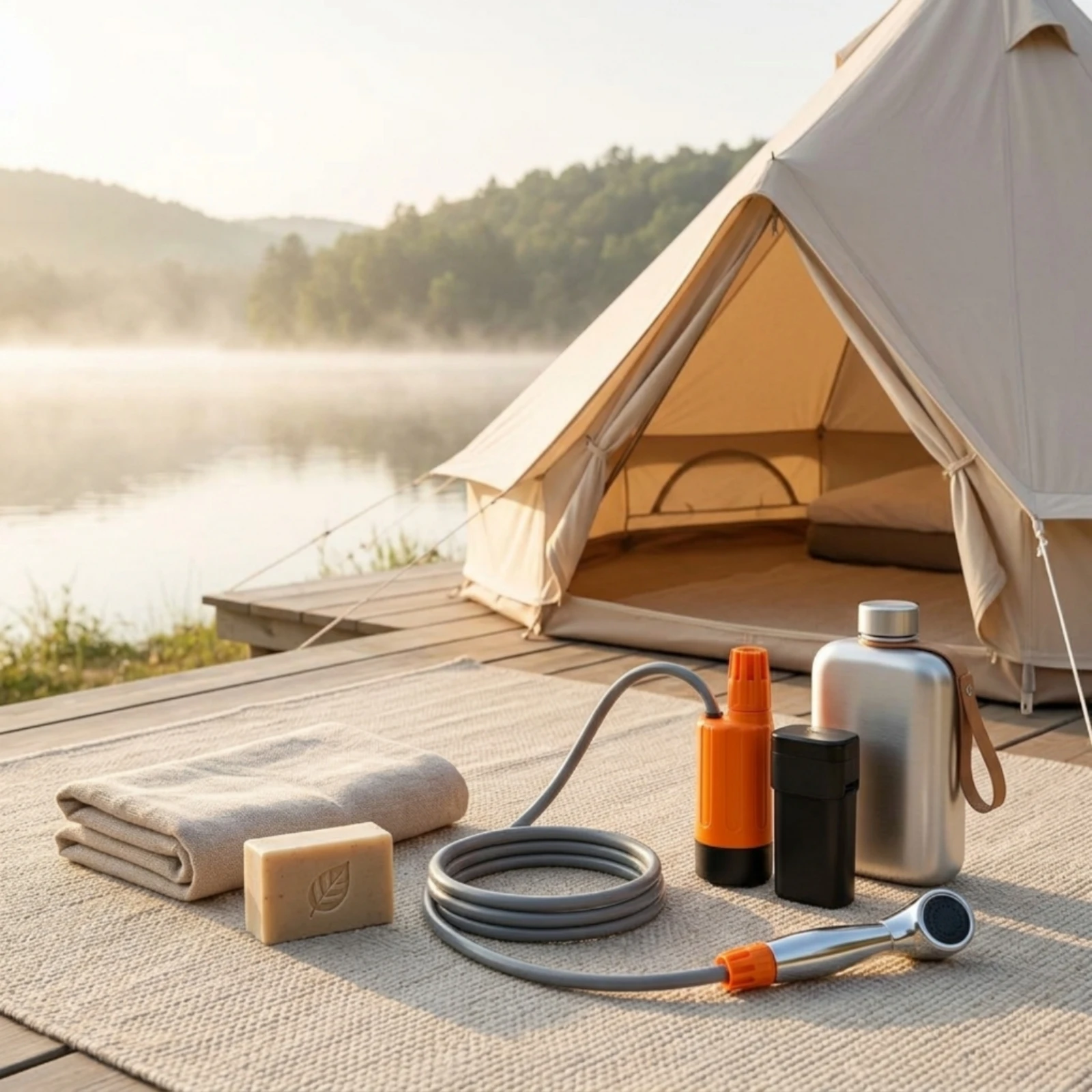 Douche de camping électrique portable avec pompe submersible rechargeable USB, kit compact pour la randonnée, le camping et le lavage