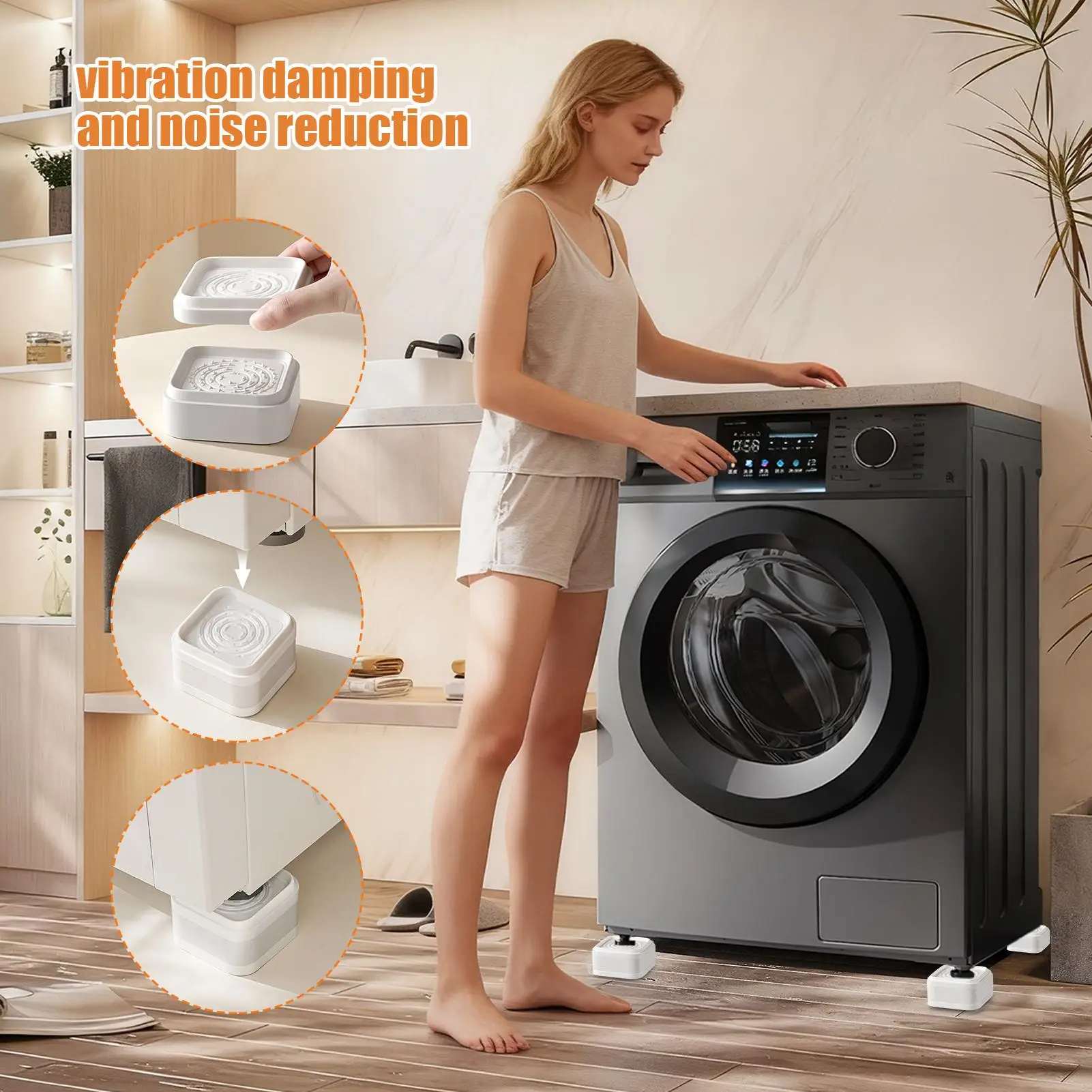 Sofa Risers 4 Pieces Stackable Non-Slip Square Blocks Washing Machine Sofa Couch Lifter For Washing Machine Sofa Couch