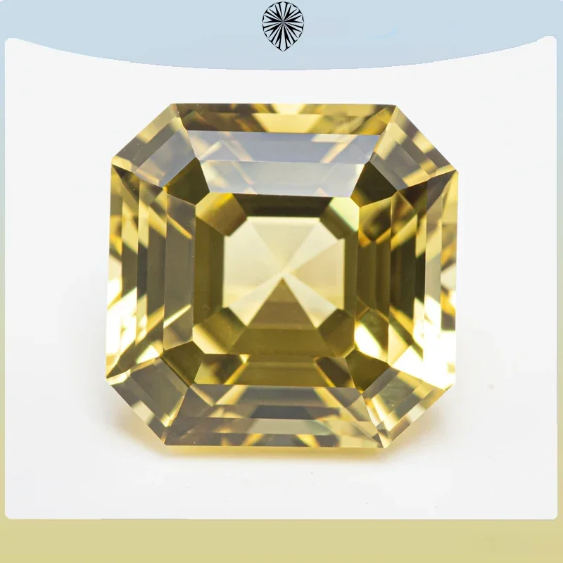 Top Lab Grown Sapphire yellow Color Square Asscher Cut VVS1 Charms DIY for Jewelry Making Materials Selectable AGL Certificate