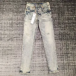 men vintage distressed jeans slim fit