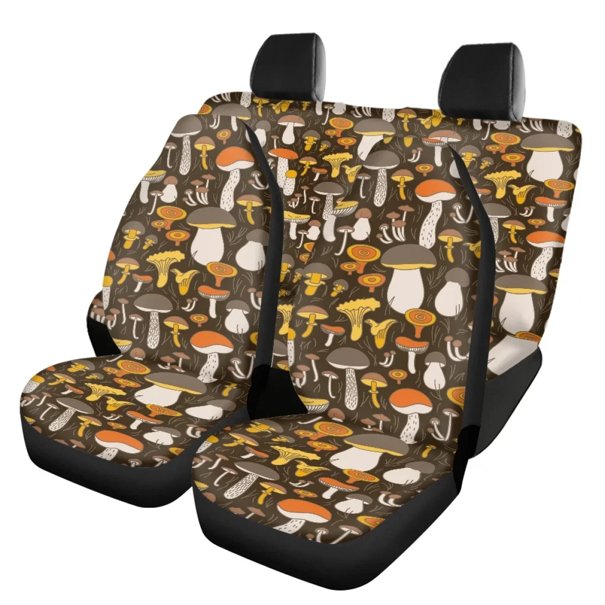 Mushroom Pattern Front&Rear Automobile Seat Protector Durable Car Seat Covers for Women Full Set Easy Clean Car Seat Cushion