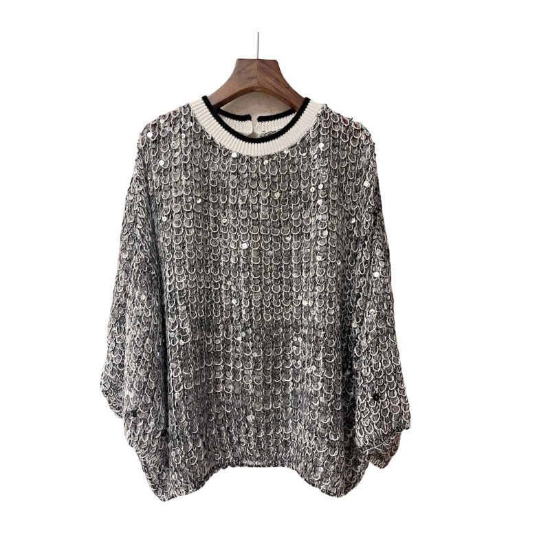 

25 Heavy Handmade Scale Casual Sweater Top Quality Lightweight Sweater Czenititreide Top Dames Cotton and Linen AF1643