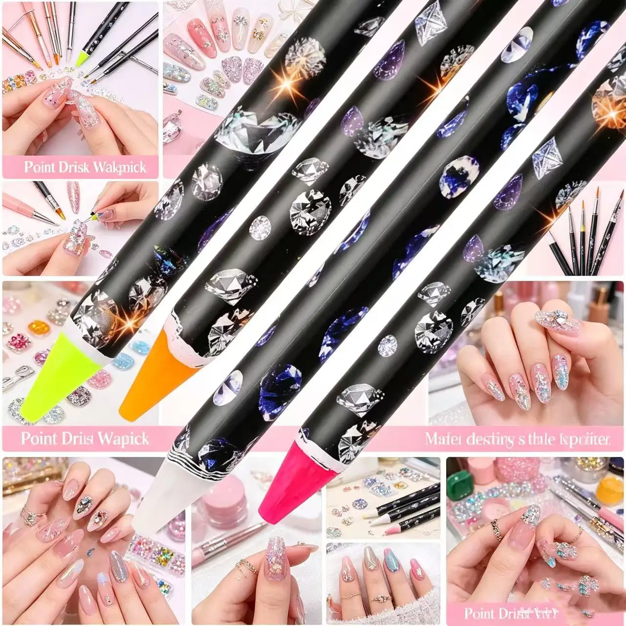 1pc Multifunctional Nail Art Dotting Pen, Dual-Head, Wax Pen Style Nail Tool, Colors Random