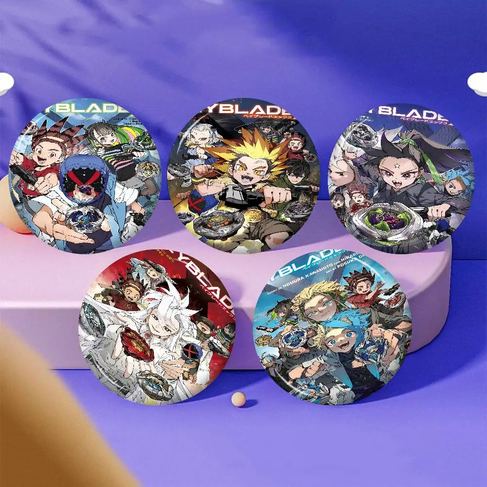 Anime B-beyblade X Vintage 32/44/58MM Customizable Button Pins Cute Funny Creative Badge Jewelry Decor Gifts For Friends