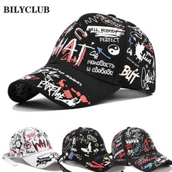 Gorra de béisbol con estampado de grafiti para hombre y mujer, gorro de algodón con estampado de letras, ajustable, para verano, novedad de 2024