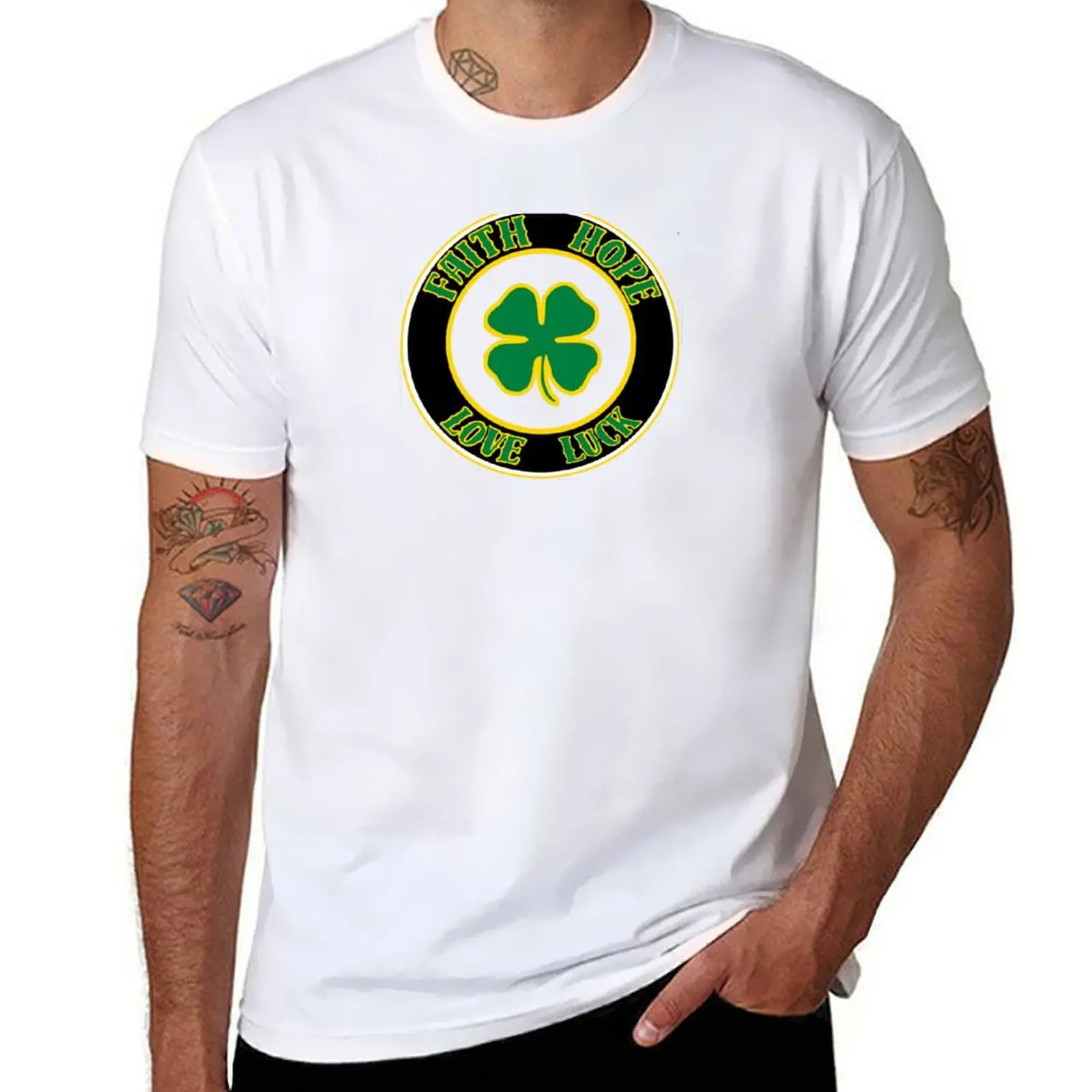 

Faith Hope Love Luck T-Shirt t shirts for man graphic funny t shirts for man cotton T-Shirt