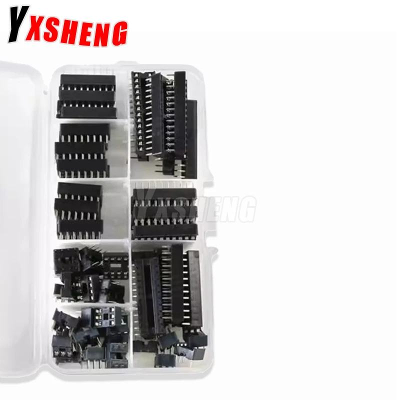 66PCS/lot with Box DIP IC Sockets Adaptor Solder Type Socket Kit 6 8 14 16 18 20 24 28 Pin DIP-6 DIP-8 DIP-14 IC Connector