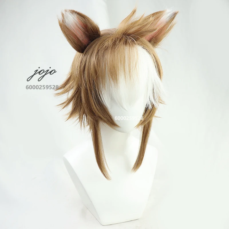 Game Genshin Impact Gorou Cosplay Wig with Ears Wig Halloween Christmas Party Women Men Essential Anime Wigs Cap