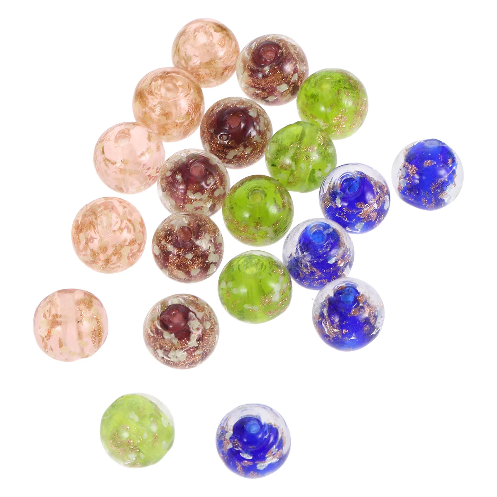 20 Pcs Charms for Jewelry Making Gold Beads Rhinestones Fluorescent Beading Kits Round Necklace Loose Fuse