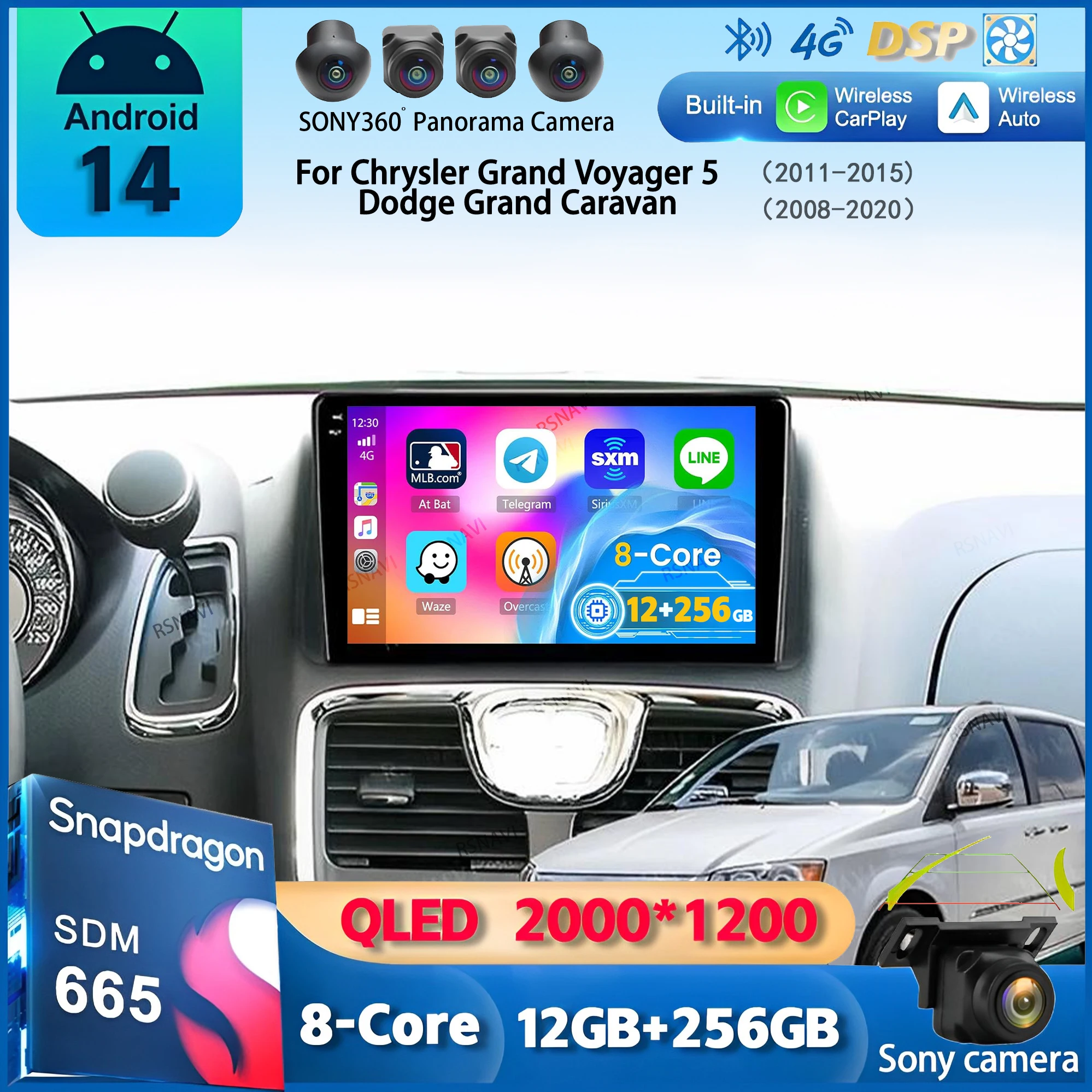 

Android 14 Carplay Auto For Chrysler Grand Voyager 5 2011-2015 For Dodge Grand Caravan 2008-2020 Car Radio GPS Multimedia Player