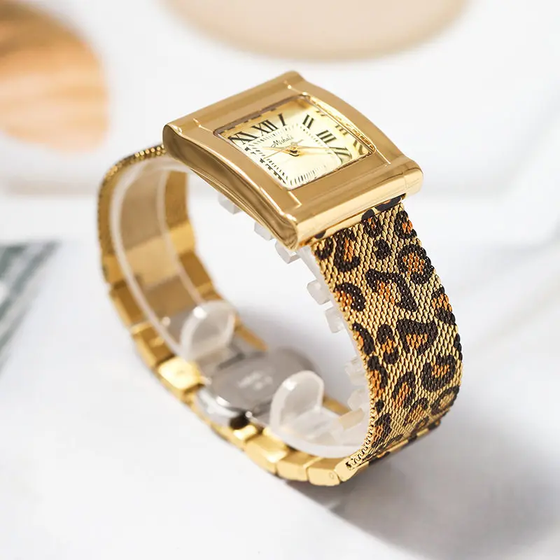 New Kai Leopard Print Women'S Watch, Stainless Steel Strap, Large Dial, Stylish And Trendy, Retro And Unique Women'S Watch
