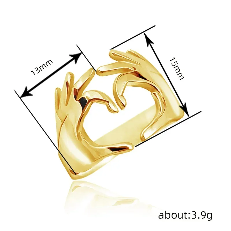 2026 New European and American Adjustable Heart Ring Couple Gift Boys  Popular Simple Finger  Accessories Wholesale
