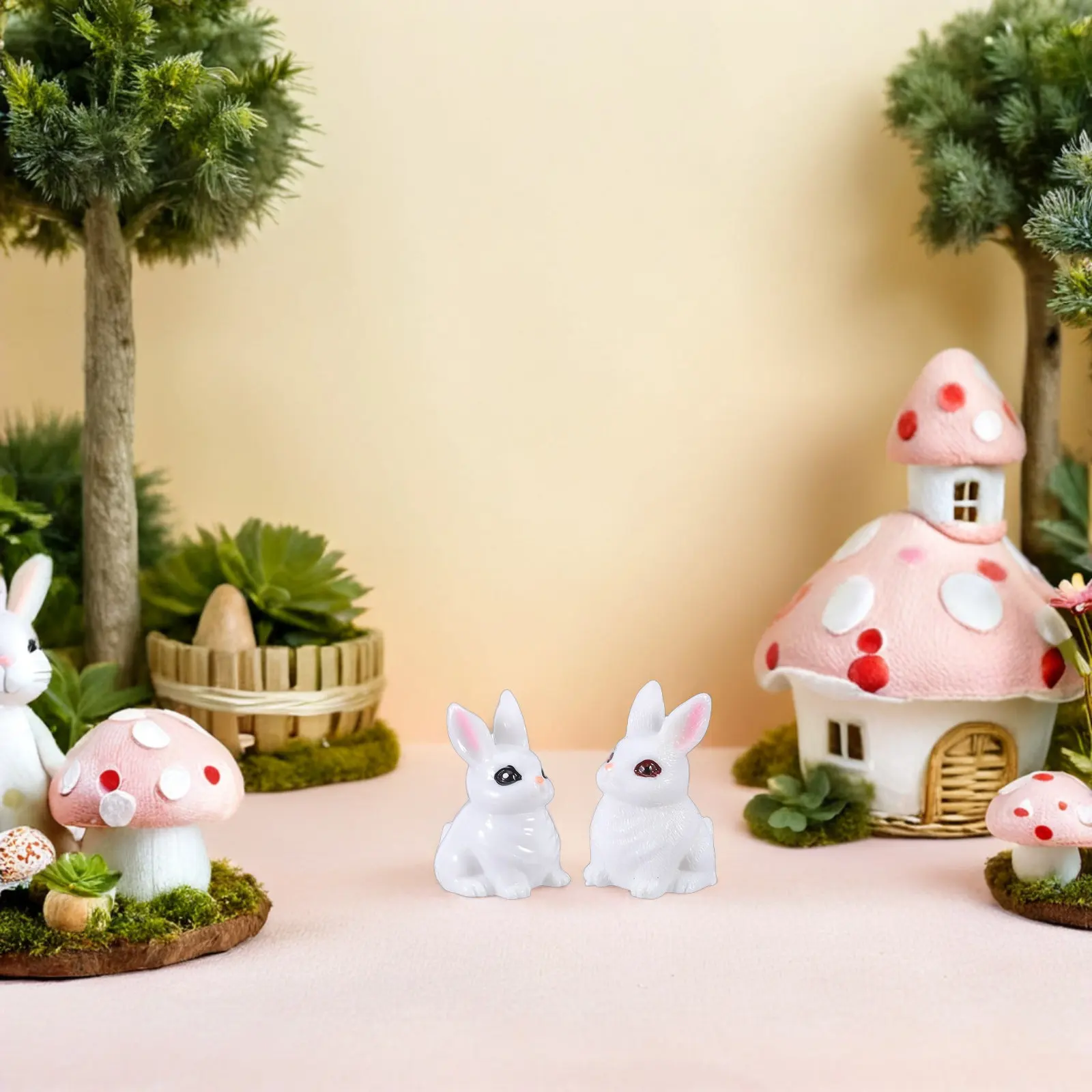 20Pcs Mini Resin Rabbit Figures Cute Easter Bunny Decor Lifelike Small Bunny Decor for Cake Topper Cupcake Easter Egg Filler
