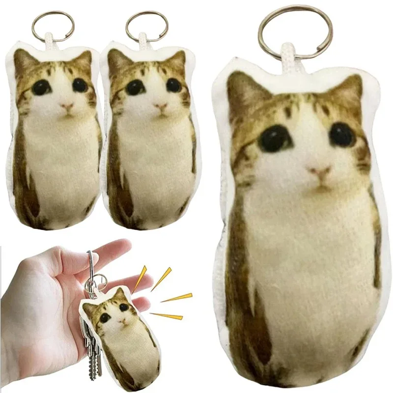 Portable OMG Cat Squeeze Talking Cat For Bag Cat Voice Keychain Plush Stress Relief with Sound Funny Bag Pendant Charm Gift