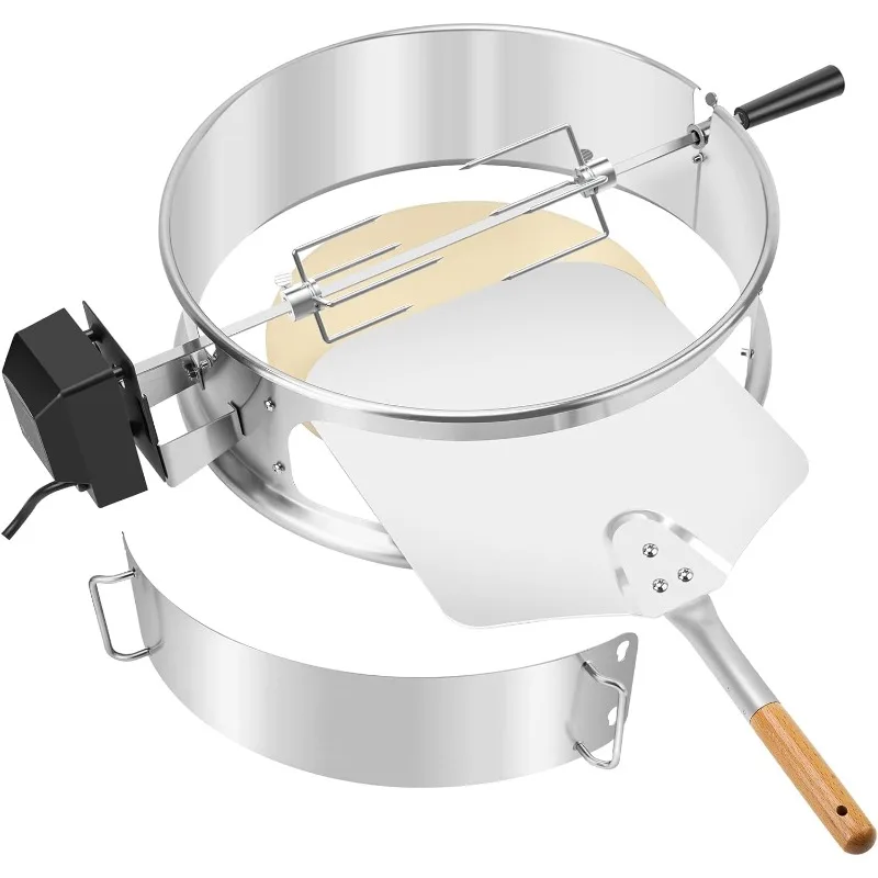 

Stainless Steel Multi-Purpose Rotisserie and Pizza Combo Kit for Weber 18" and Other Similar Kettle Grills - Include Pi