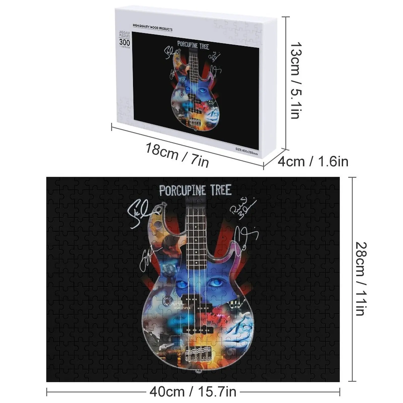 Vintage Photograp Porcupine Tree. Rock Band Guitar Signature Gráfico Para Ventilador Quebra-cabeça Adulto Quebra-cabeça de Anime de Madeira