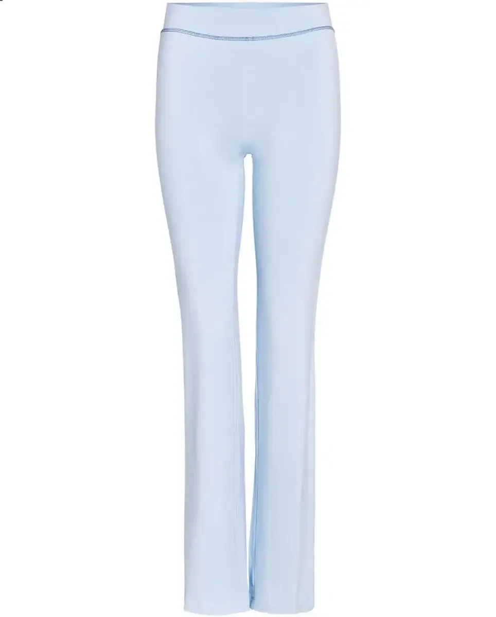 Pantaloni micro svasati da donna a vita bassa con cerniera in cotone blu 2025 a maniche lunghe con cappuccio e top elasticizzato