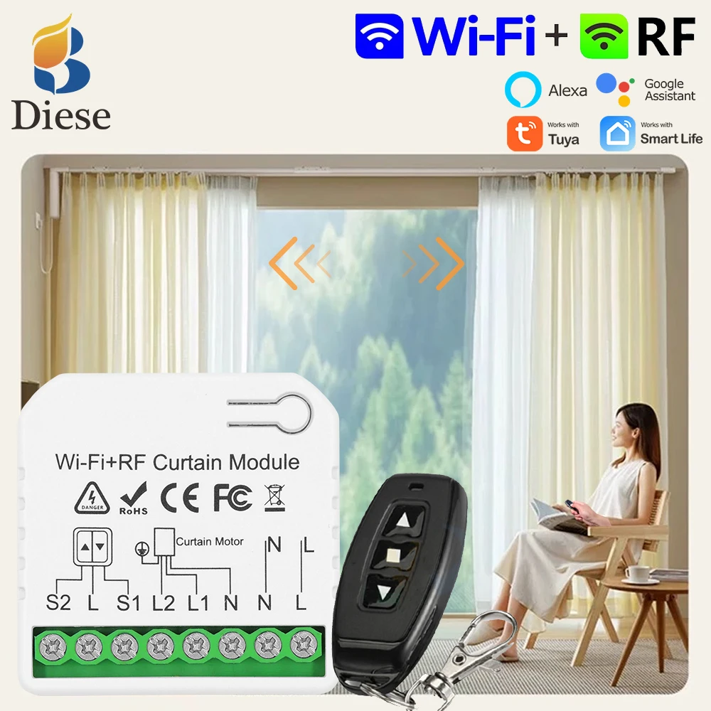 RF433Mhz universal remote control WiFi Tuya SmartLife GoogleHome Alexa Blind Curtain Switch for bedroom Electric Roller Shutter