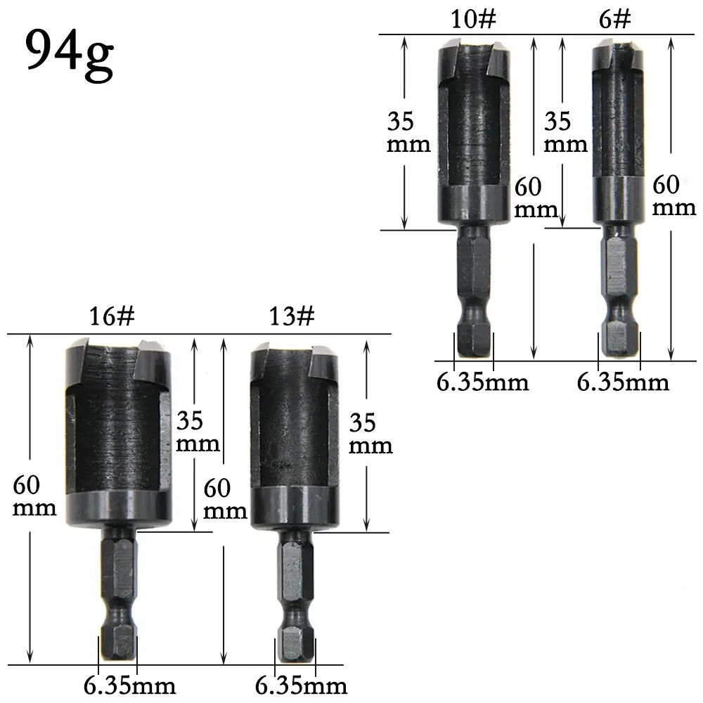 8pc Hexagonal Handle Black Cork Drill Bit Circular Rod Drill Bit Tool Cork Cutting Tool DIY Electric Tool Accessories