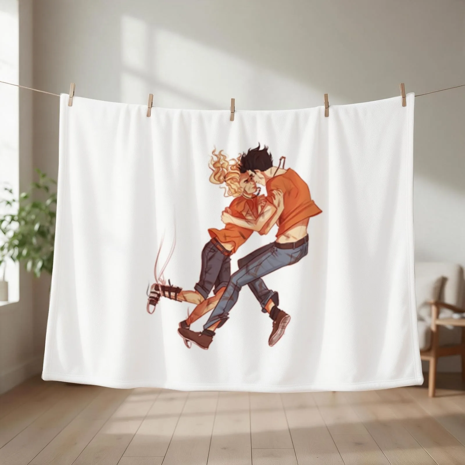 Percy and Annabeth Throw Blanket christmas decoration Flannel Fabric Single Hair Blankets