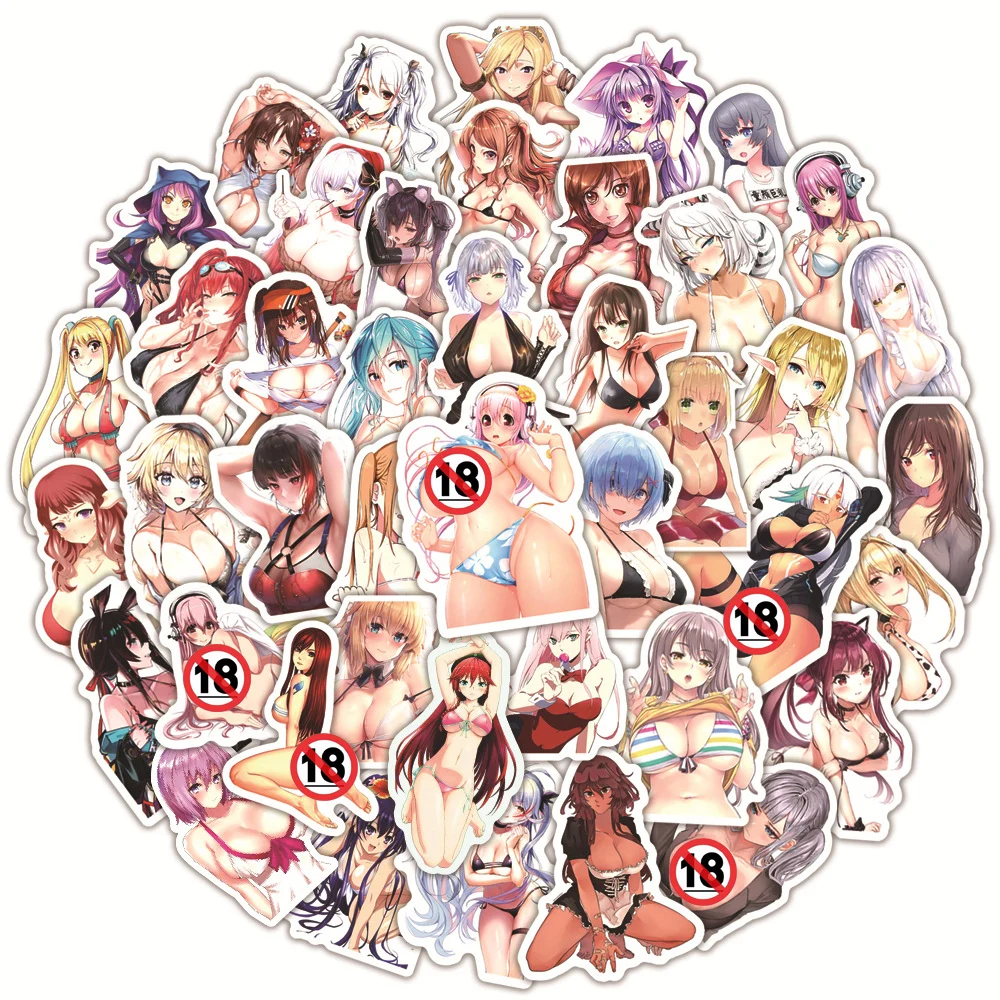 10/30/50/100PCS Anime Sexy Mixed Girl Hentai Waifu PVC Graffiti Stickers for Phone Luggage Laptop DIY Manga Sticker Party Gifts