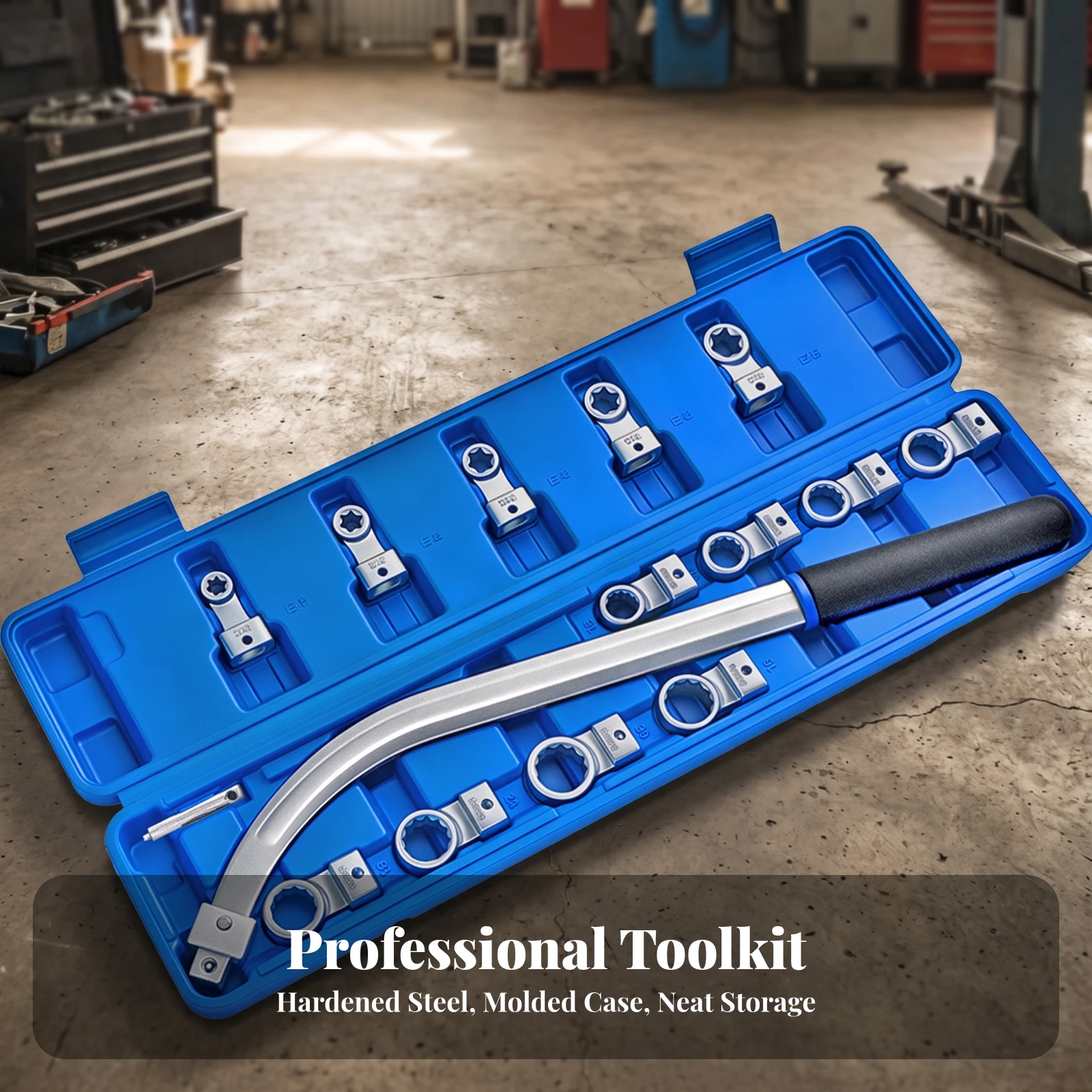Belt Adjustment Wrench Kit Professional Pulley Wrench with Interchangeable Heads Multi-Rib Belt Tool Kit Sturdy High-Quality