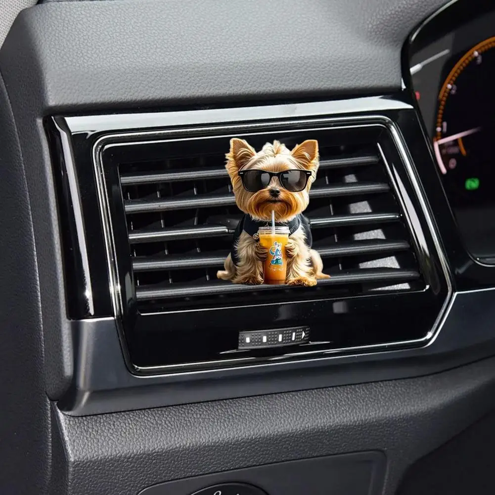 Acrylic Car Air Freshener Car Vent Clip Air Freshener Dog Car Air Freshener Clips Milk Tea Puppy Vent Clip Replaceable Scent