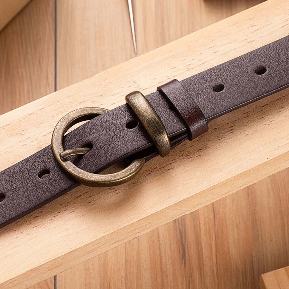 Top Quality Solid Cowskin Leather Alloy Pin Buckle Metal Belts for Women 2.8cm Wide