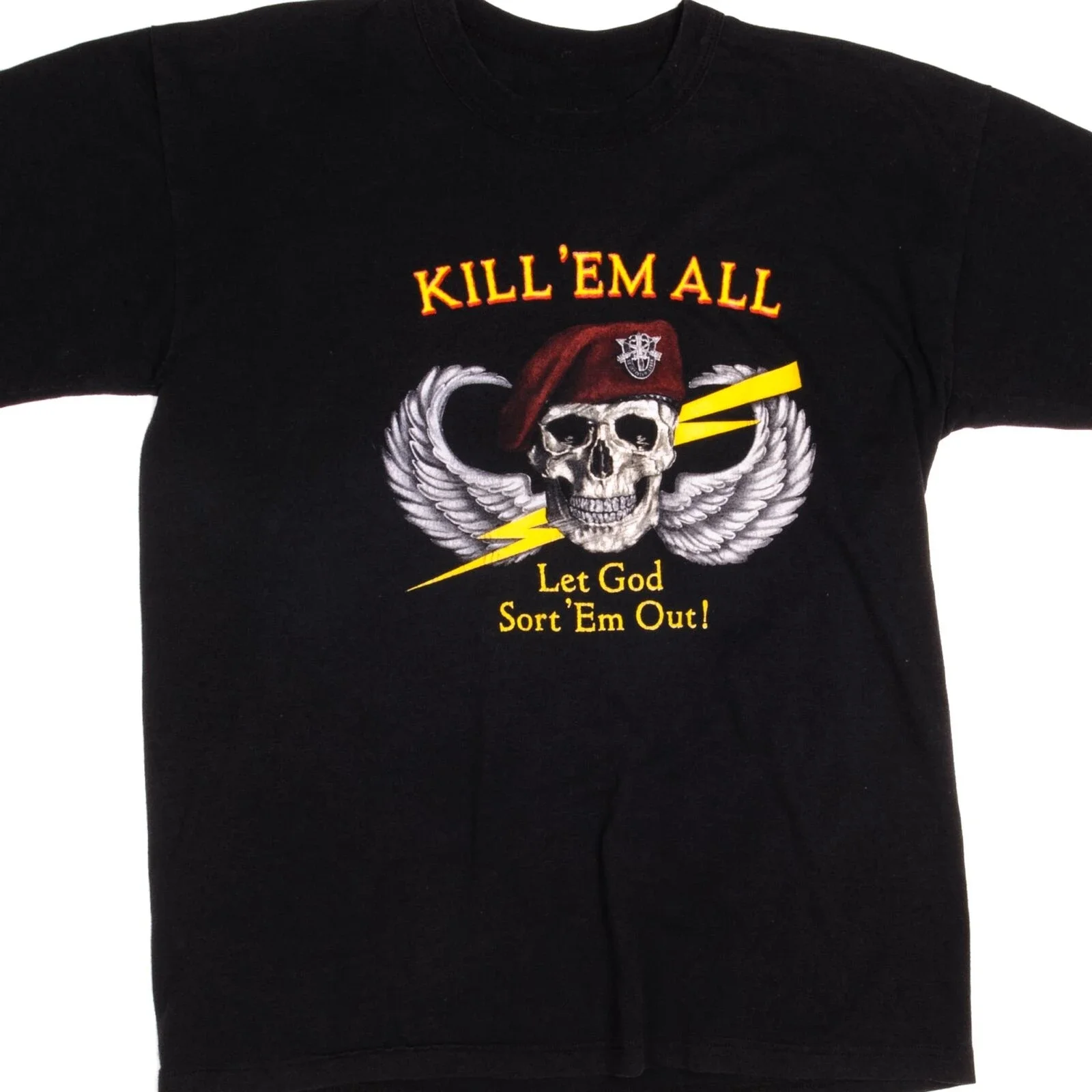 

Vintage US Special Forces Red Beret De Oppresso Liber Kill'Em All Let God Sort'Em Out ! Men's Cotton Casual Tshirts Size S-3XL