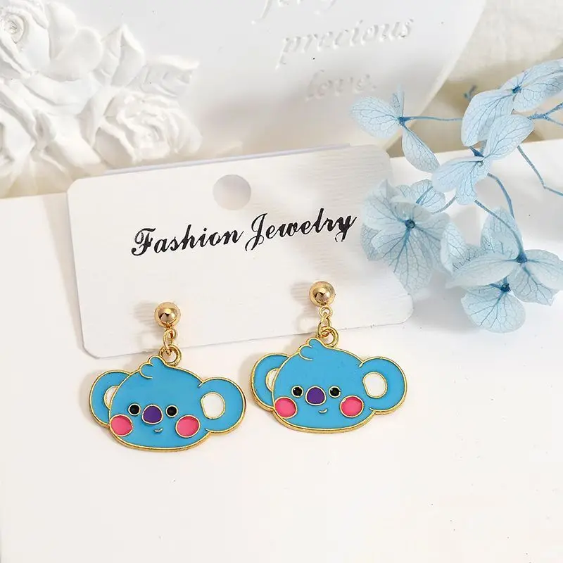 BT21 chimmy tata koya RJ hooky earrings with high color value cartoon doll modeling girl heart cute fans should help earrings view 6