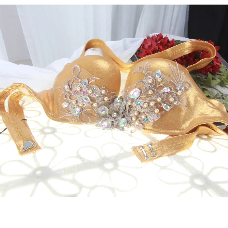 Sexy Nightclub Belly Dance Performance Costume Handmade Small Chest Sle Steel Ring Gathered out of Sto Bra Top for Women