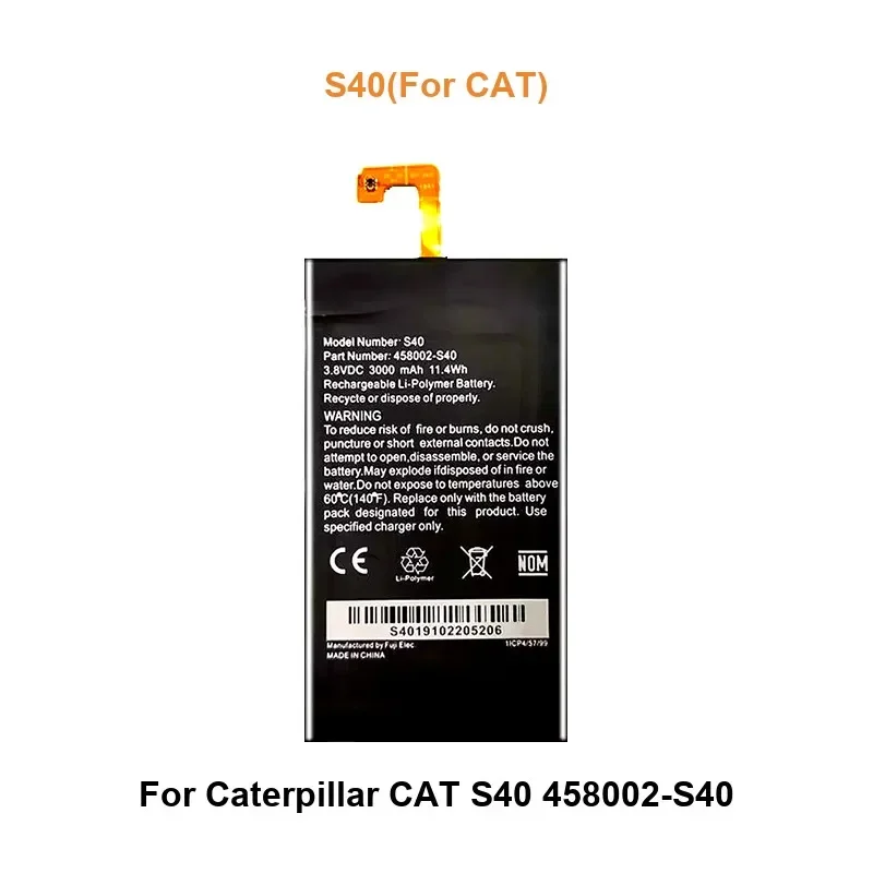 S40 (Für CAT) Handy-Akku für Caterpillar CAT S40 458002-S40 3000 mAh Hohe Qualität