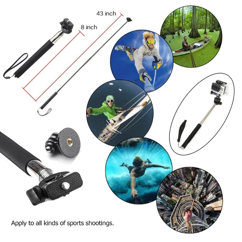 E56B Selfie Pole Monopod Holder Extendable Handheld for Hero 3 4 SJ4000