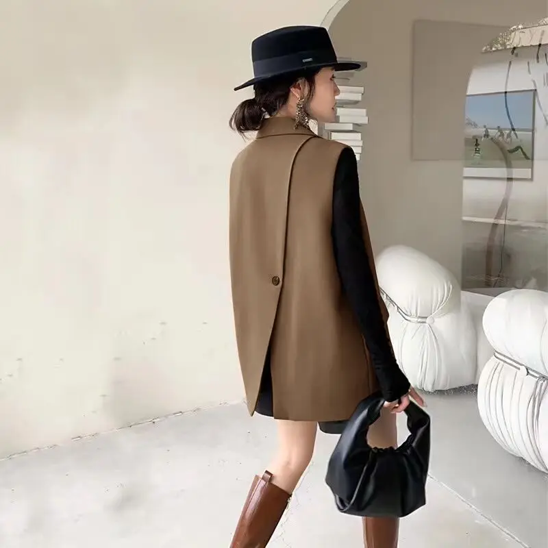 Modetrends verlieren 2023 neue zwei Schnalle Pferde clip weiblich Frühling und Herbst außerhalb der Anzug Weste Jacke Design Sinn Nische