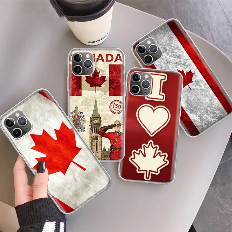 Canada Maple Leaf Flag Silicon Call Phone Case For Apple iPhone 16 15 14 11 Pro Max 13 Plus 12 Mini 7 8 + X XR XS SE Cover Shell