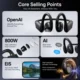 AI Smart Earphones con cámara 1080P y traducción OpenAI — vista 8