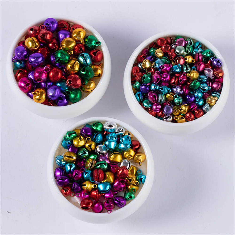 6/8/10mm Jingle Bells Aluminum Loose Beads Small Mixed Color For Festival Party/Christmas Tree Decoration DIY Crafts Accessories