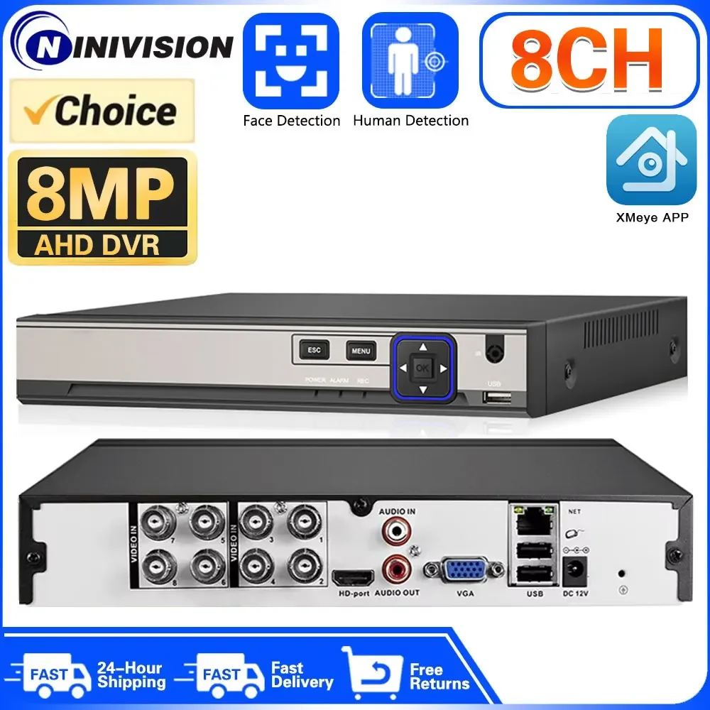 

Face Detection 6 in 1 CCTV AHD DVR TVI CVI AHD CVBS IP Camera Digital Video Recorder 4CH 8CH 8MP AHD DVR 4K Security DVR System