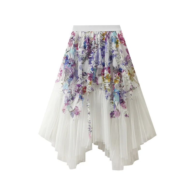 

Purchase Korean version of gauze skirt, irregular mesh half skirt, long skirt, temperament fairy skirt, medium length skirt