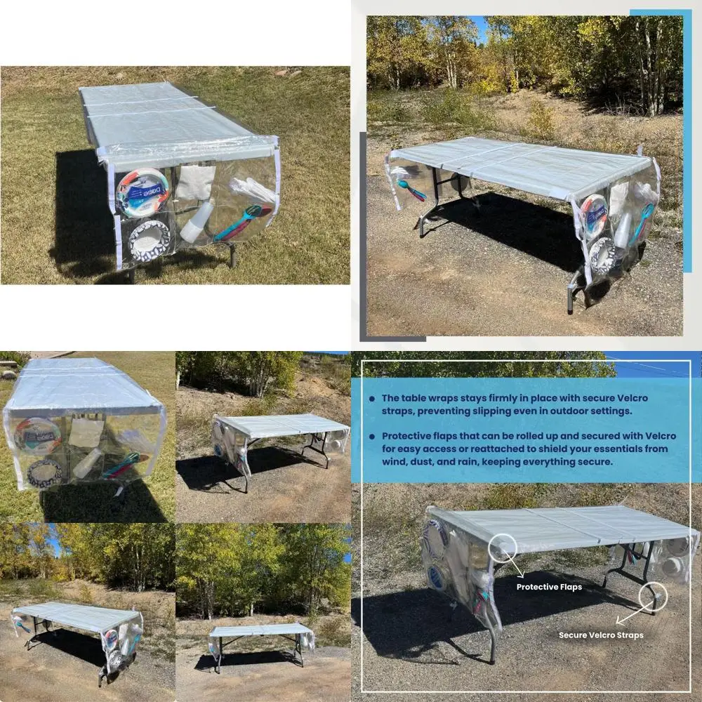 

Двусторонняя водонепроницаемая виниловая скатерть для пикника с карманами для столов 5-6 футов — идеально подходит для обедов на открытом воздухе