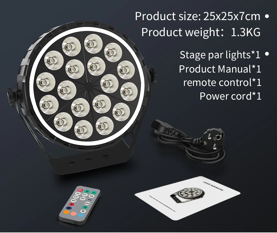 18x12W RGBW LED PAR-Licht, Fernbedienungsmodell, DMX512-gesteuertes LED-Farbwechsel-Bühnenlicht, Professionelles DJ-Equipment – Detail 6