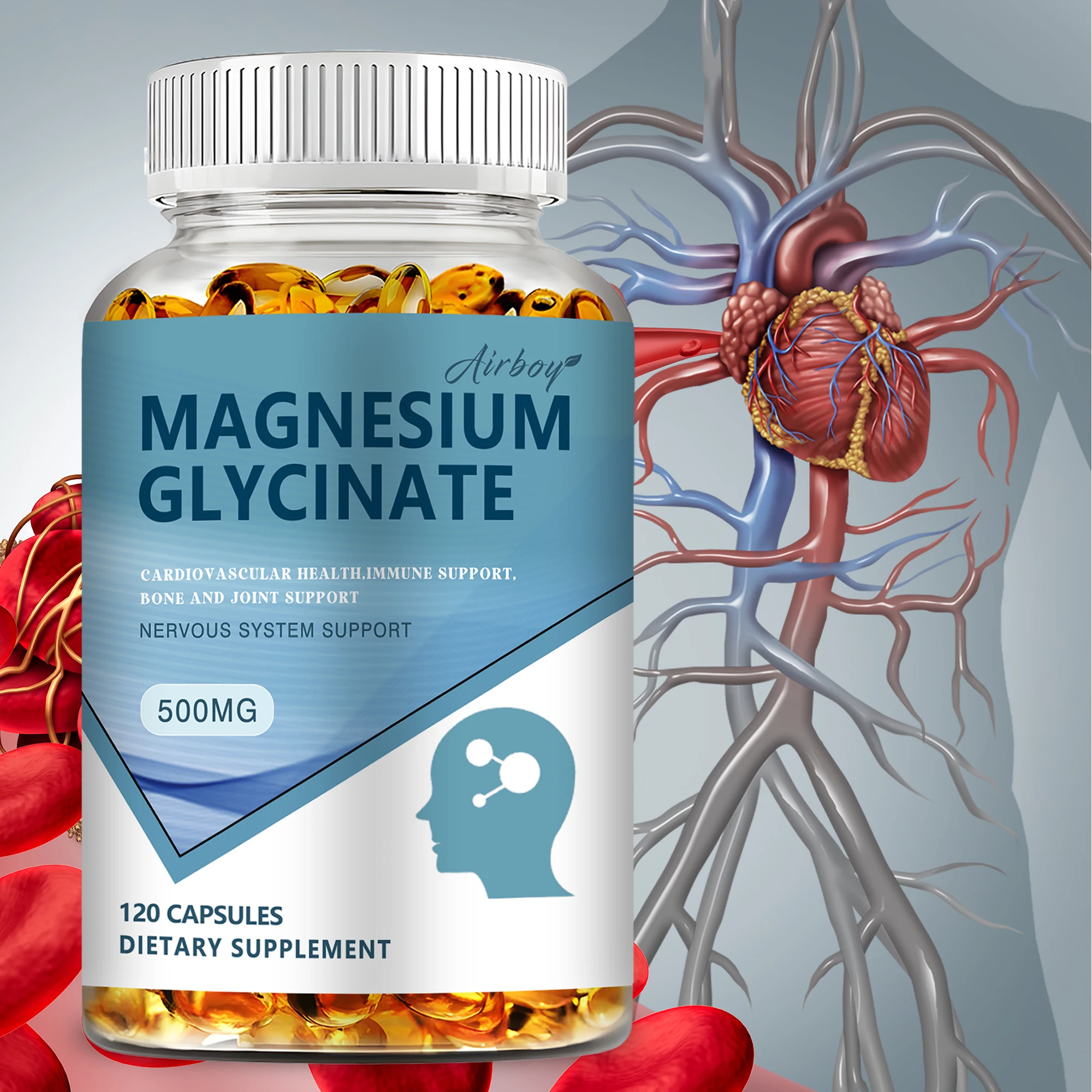 

Magnesium Glycinate Capsules - Helps with Stress, Muscle Relaxation, For Natural Sleep, Supports Heart and Cardiovascular Health