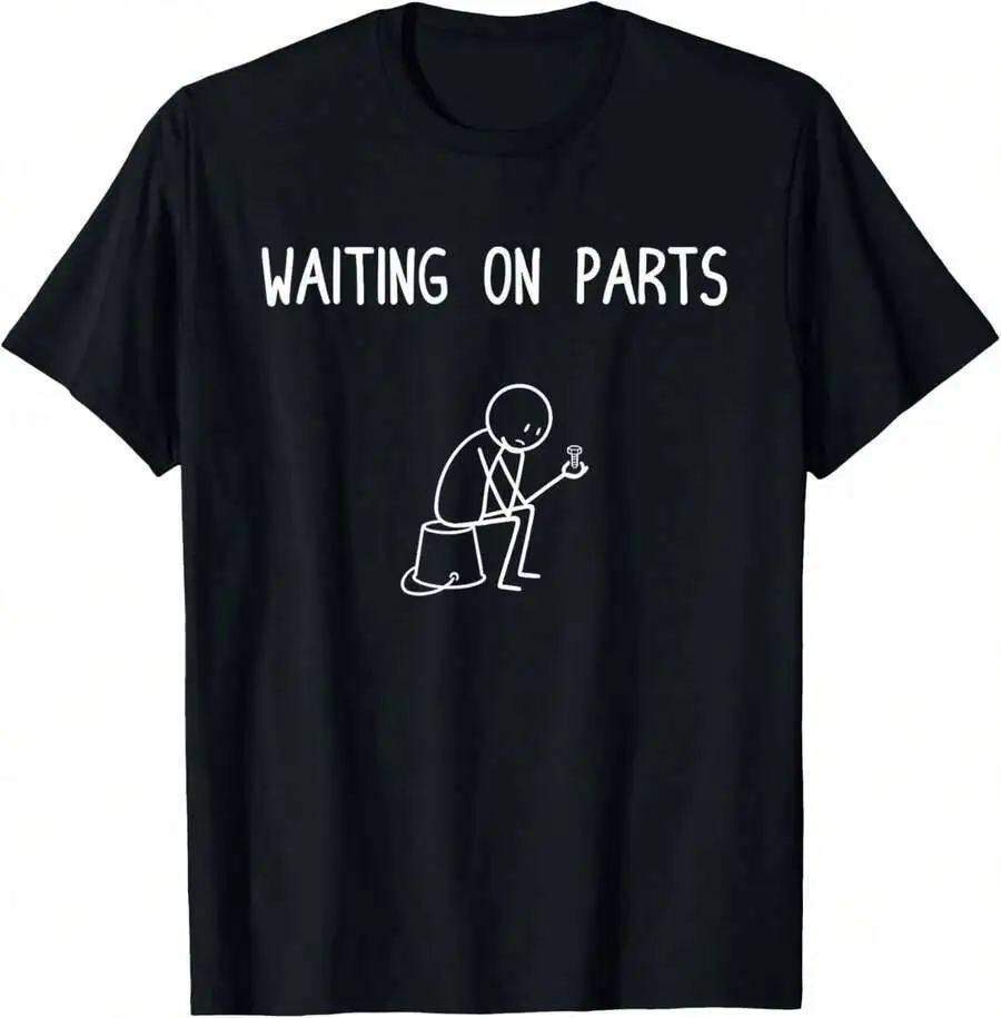 Mechanic Men Auto Repair Waiting On Parts Car Technician T-Shirt 100% Cotton Trendy Y2K Short-Sleeve Tee – Soft, Quick-Drying, &