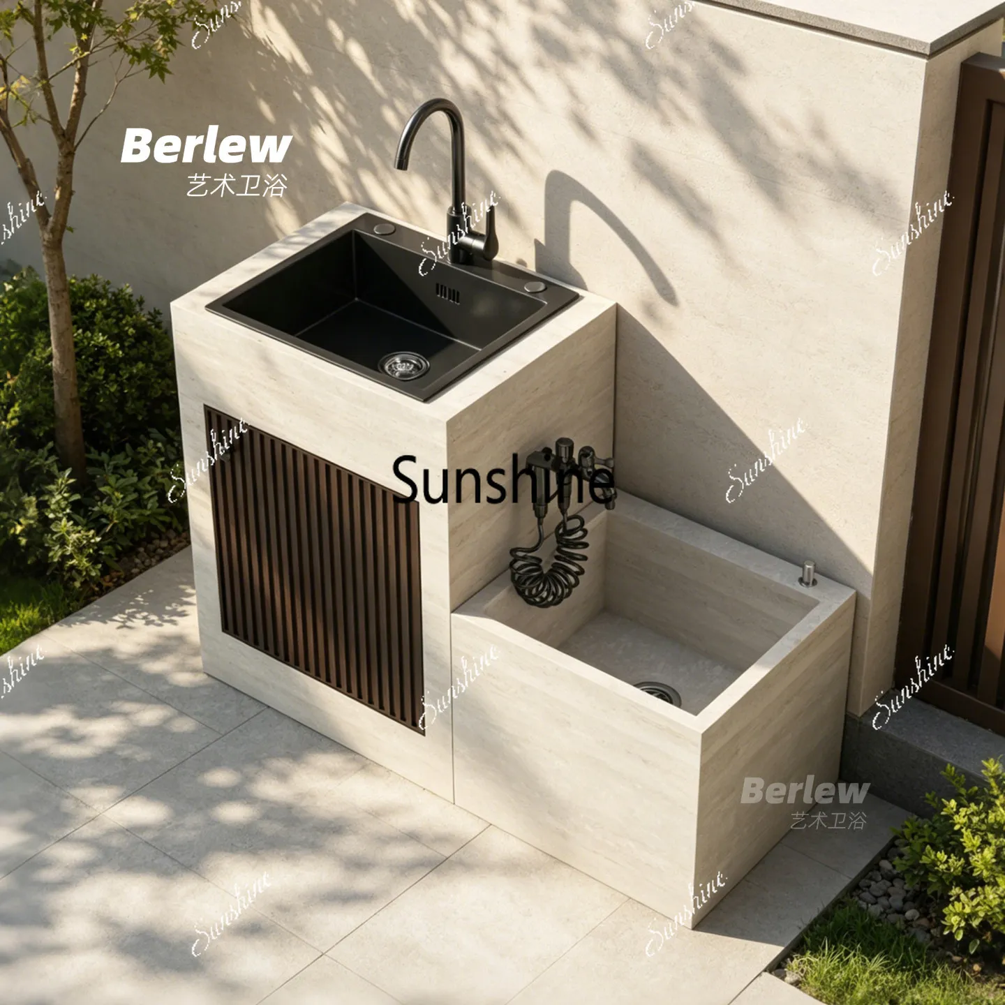 Slate outdoor courtyard combination outdoor balcony washbasin sink