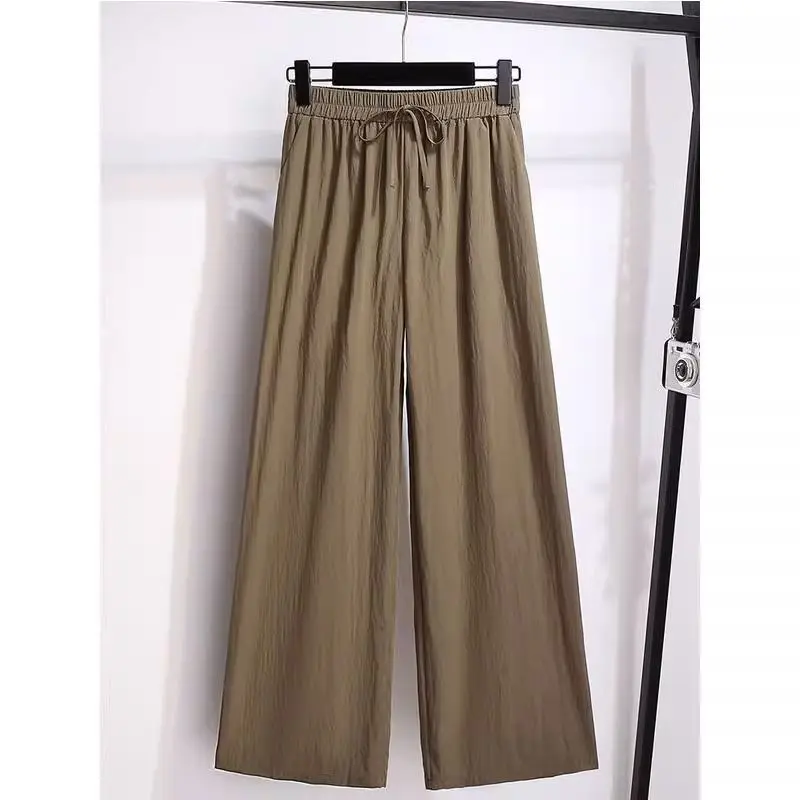 Setelan Dua Potong Wanita Celana Lebar Kasual Modis Musim Panas Anti Penuaan Trendi Ukuran Besar Pakaian Wanita